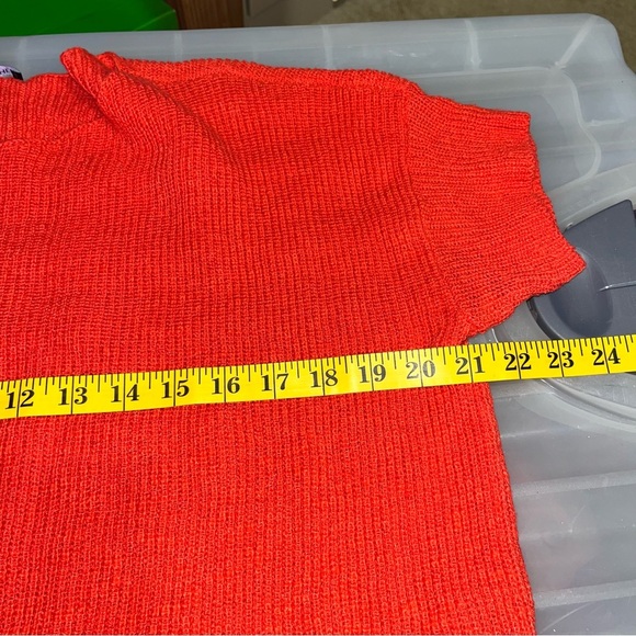 Eileen Fisher Short Sleeve Orange Organic Cotton Linen Sweater Loose Fit Boxy - Picture 6 of 8